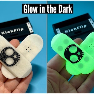 Kickflip Magnetic Skateboard Fidget Toy with Sliding Case Option | Glow in the Dark, Various Colours Black Skull, Glow