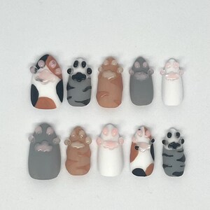 cat paw nails - handmade press on nails - cat nails