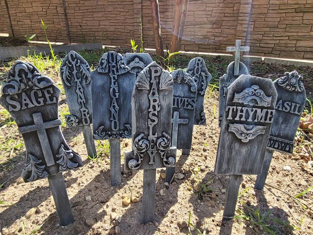 Herb Tombstone Garden Markers Gravestones Etsy