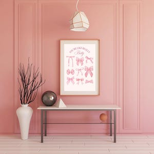 Pink and Cream Coquette Ribbon poster, wall art, digital print, gift for her, dorm room decor, aesthetic, girly