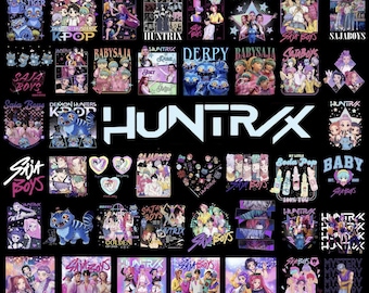90+ KPop Demon Hunters PNG Clipart Bundle, Huntrix Clipart bundle for birthday, K-pop shirt, Demon Hunters stickers