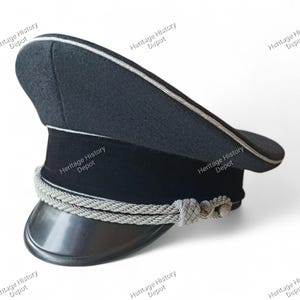 Handmade German Cap Allgemeine Hat Collectible for reenactors Silver Military Style Dress Cap Vintage Black visor Historical Gift for Him