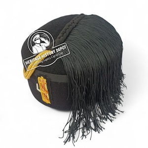 Italian Military Fez Hat: Wool Officer Cap, Historical Cosplay with hand Embroidered Patch