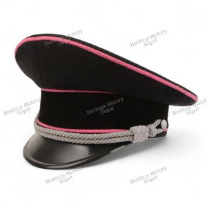 Handmade German Cap Allgemeine Hat Collectible for reenactors Pink Military Style Dress Cap Vintage Black visor Historical Gift for Him