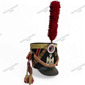 French Napoleon Military Helmet For Reenactments Chasseurs Army Shako of Young Guard Infantry Historical collectible  Military Gift for him