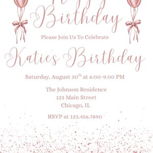 Rose Gold Birthday Party Invitation