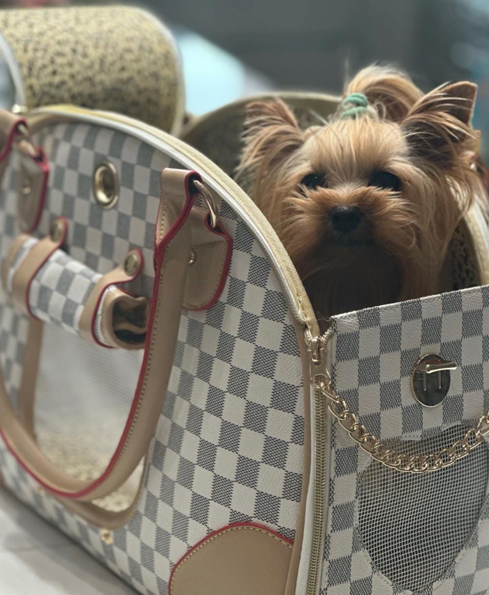 Designer Puppy Handbag Carrier Black Designer Dog Carrier Bag: Airline Approved Pet Travel Tote Faux Croc Medium Left Shoulder Straps (Included) Silver