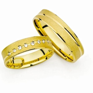 Wedding rings, wedding rings, gold rings 585, gold rings, wedding rings, wedding rings, wedding rings made of 585 yellow gold with diamonds