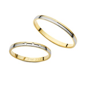 Wedding ring ladies, bicolor ring with diamonds, gold ring 585 bicolor, handmade gold ring, wedding rings 585, yellow gold white gold, massive