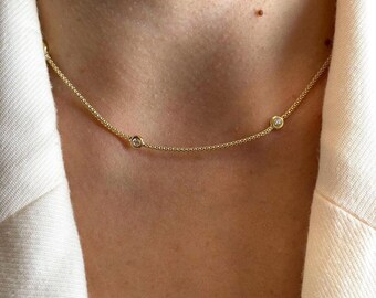 arte necklace made of gold-plated silver with zirconia – Minimalist gold chain, elegant jewelry for women