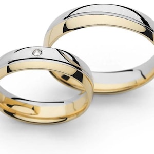 Wedding ring ladies, bicolor ring with diamonds, gold ring 585 bicolor, handmade gold ring, wedding rings 585