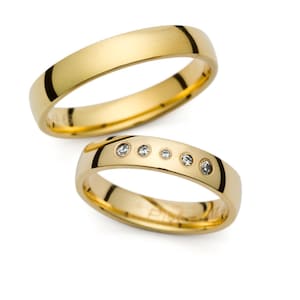 Wedding rings, wedding rings, gold rings 585, gold rings, wedding rings, wedding rings made of 585, yellow gold with diamonds, solid gold