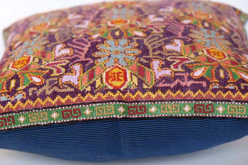 Pure silk Uzbek suzani pillow,full stitching Embroidered Pillow,Home Decor pillow Boho pillow,Tapestry pillow 16.5 x 16.5 inch