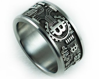 Bitcoin Titanium edition Ring, BTC, Crypto ring, man ring