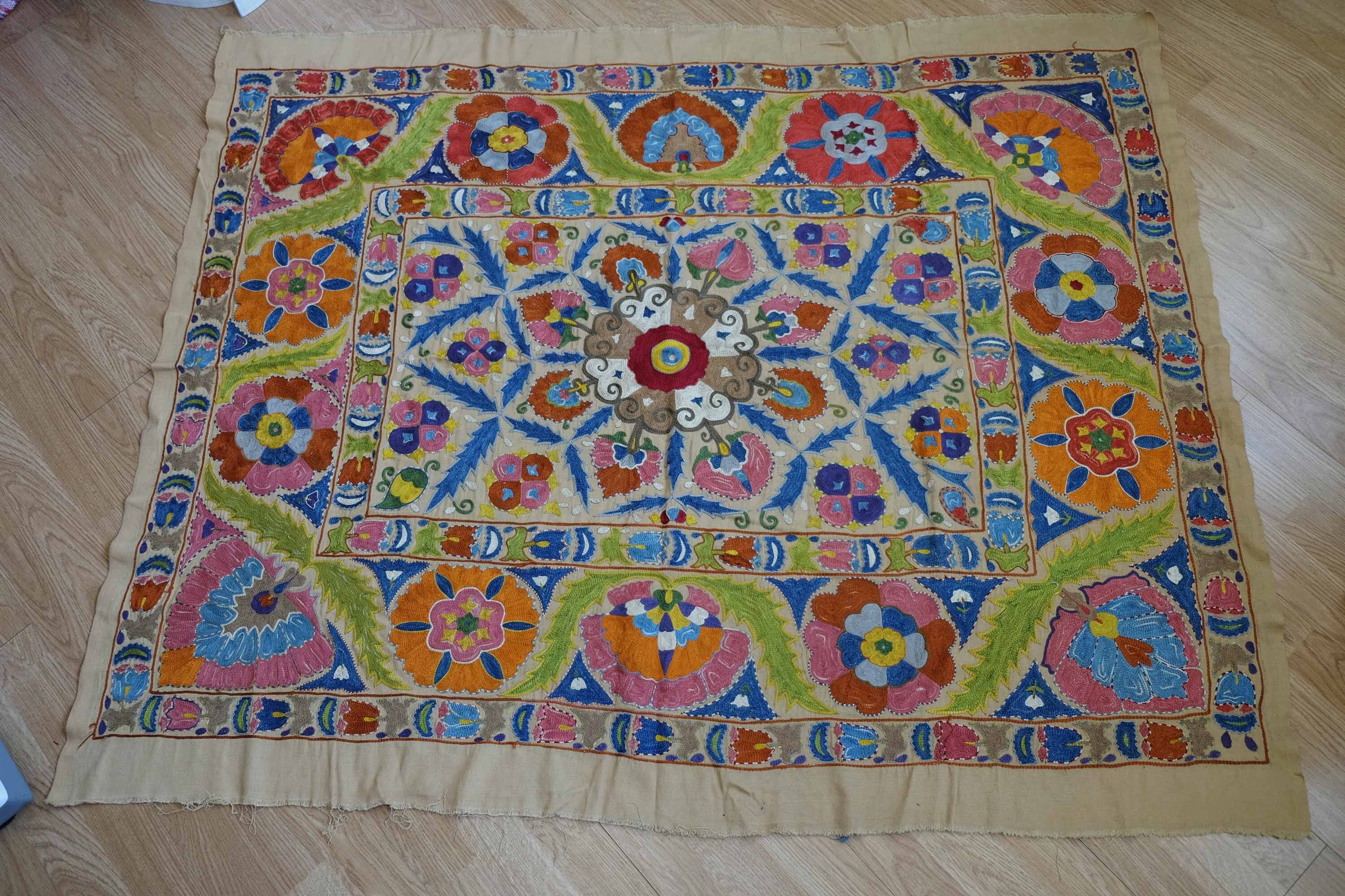 Uzbek Vintage Silk 100% Thread Suzani Hand Made Embroidery | Etsy