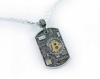 Bitcoin Necklace, Crypto necklace, Gold B,  BTC