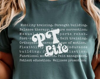 PT Life Shirt, Physiotherapeut Wort Wolke Tee, Reha Therapie PT Shirt, Geschenk für Physiotherapie Studenten oder Therapeut