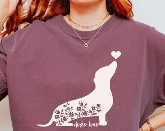 Shirt teckel moeder, Doxie Love-T-shirt, schattig Wiener hondenliefhebber cadeau, teckelkleding voor hondenmoeders, schattig Doxie-shirt