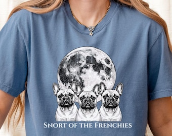 French Bulldog Moon Shirt, Vintage Frenchie Trio Tee, Space Dog Lover Shirt, Frenchie Mom Gift, Comfort Colors French Bulldog Top