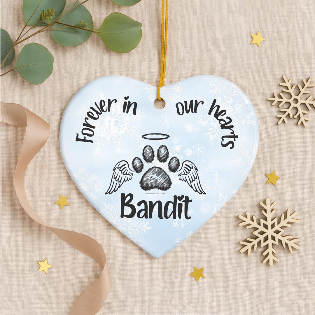 Personalized Pet Memorial Ornament, Forever in Our Hearts Keepsake, Dog ...