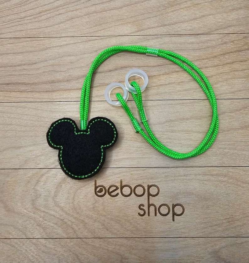 Boy Mouse w/ Green Stitch Hearing Aid Cord or Cochlear Implant Cord image 1