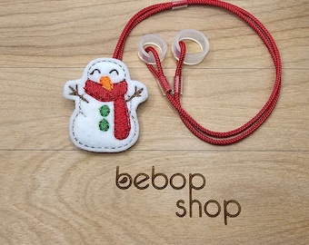 Snowman with Red Scarf- Hearing Aid Cord or Cochlear Implant Cord