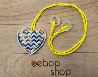 Multi-Color Stitch Chevron Heart- Hearing Aid Cord or Cochlear Implant Cord