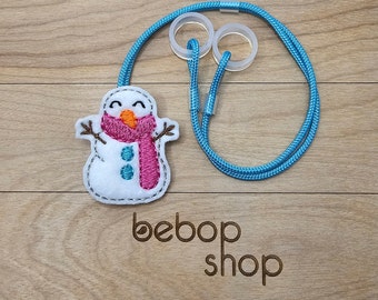 Snowman with Pink Scarf- Hearing Aid Cord or Cochlear Implant Cord