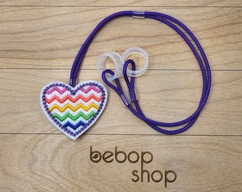 Rainbow Chevron Heart - Hearing Aid Cord or Cochlear Implant Cord