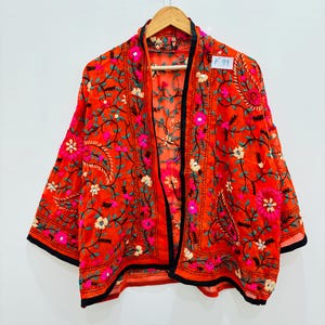 Indisk Phulkari Kimono Boho semester kort jacka festival sommaröverrock för honom