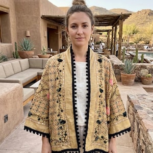 Embroidered Phulkari Kimono Bohemian short Jacket bikini cover up for her