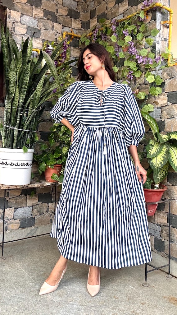 Striped Cotton Long Women Dress Casual Bridesmaid Dress - Etsy Canada Striped Cotton Long Women Dress Casual Bridesmaid Dress - Etsy Canada