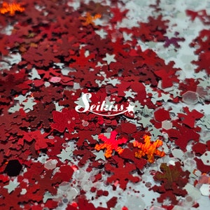 Flocons de neige de Noël rouges brillants pour résine, ongles, gobelets, bijoux, créations artistiques et tous types de travaux manuels et de projets.