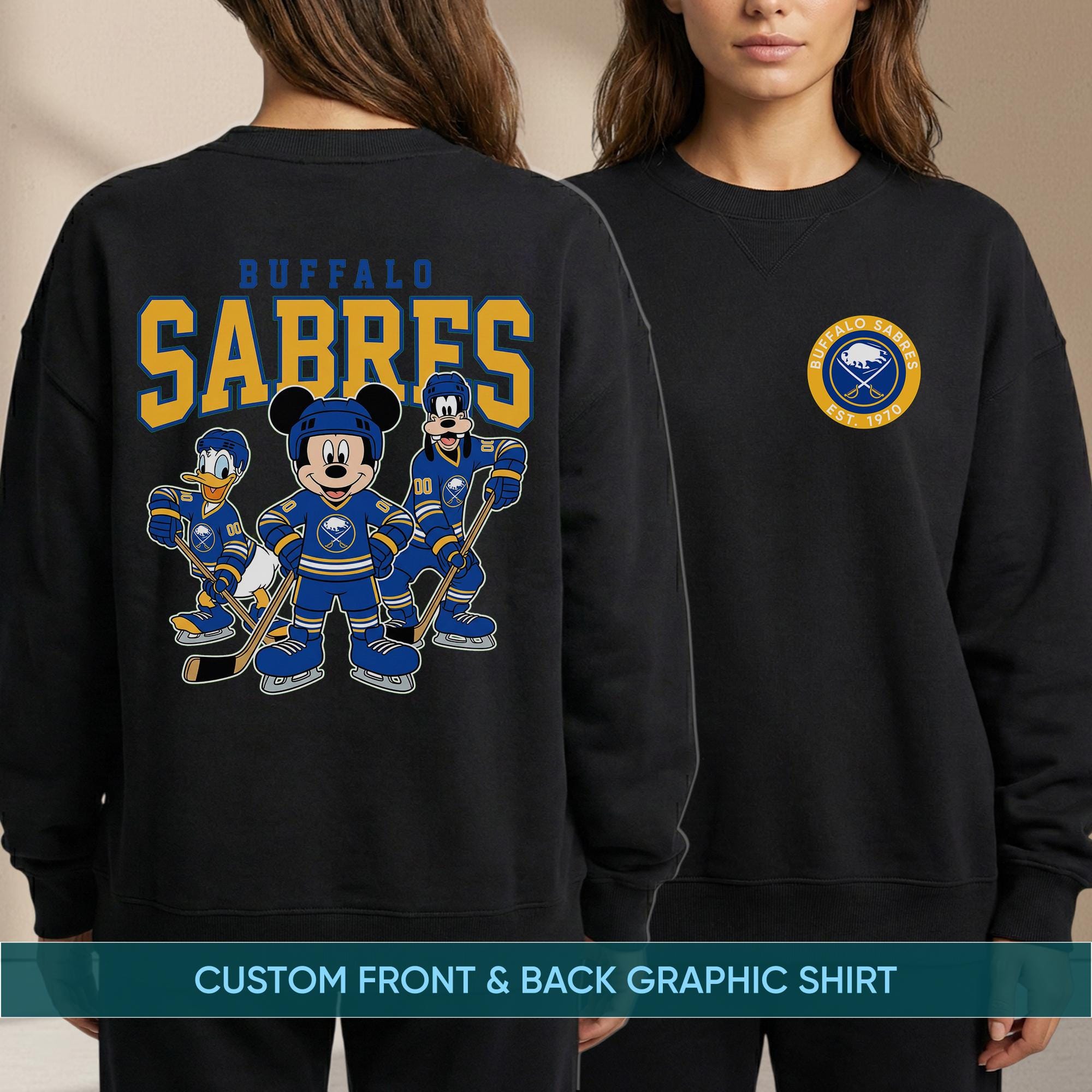 Custom Front and Back Buffalo Sabres Disney Team Sweatshirt