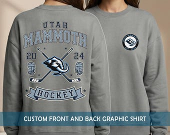 Kundenspezifische Vorder- und Rückseite Grafik Utah Mammoth Unisex Sweatshirt, Utah Mammoth Shirt, Winnipeg Hockey-Shirt, Kundenspezifisches Hockey-Shirt