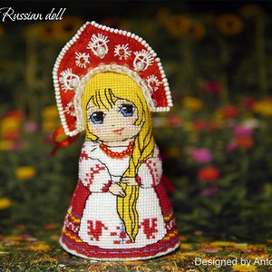Katerina-Russian doll double sided toy - Cross stitch pattern