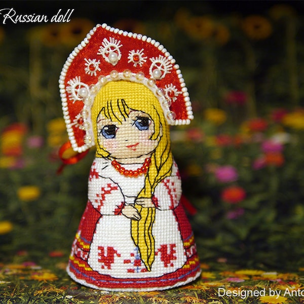 Katerina-Russian doll double sided toy - Cross stitch pattern