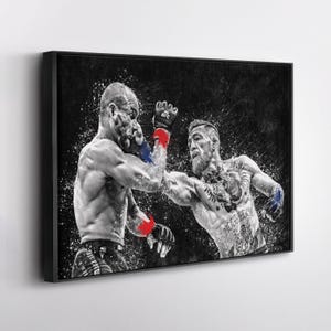 Conor McGregor vs Eddie Alvarez UFC Grunge Canvas Art MMA Poster Wall Decor Fight Print Gift for UFC Fans