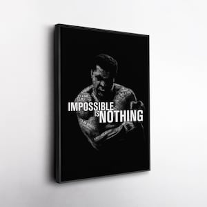 Muhammad Ali “Impossible Is Nothing” Canvas – Motivational Boxing Legend Wall Art, Inspirational Quote Print, Gift for Fighters & Fans
