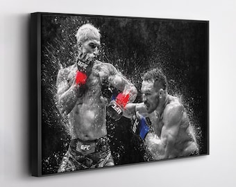 Charles Oliveira vs Michael Chandler UFC Grunge Canvas Art MMA Poster Wall Decor Fight Print Gift for UFC Fans