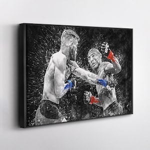 Conor McGregor vs Jose Aldo UFC Grunge Canvas Art MMA Poster Wall Decor Fight Print Gift for UFC Fans and Collectors