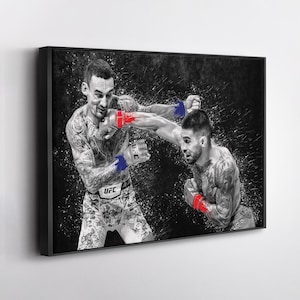 Ilia Topuria vs Max Holloway UFC Grunge Canvas Art MMA Poster Wall Decor Fight Print Gift for UFC Fans