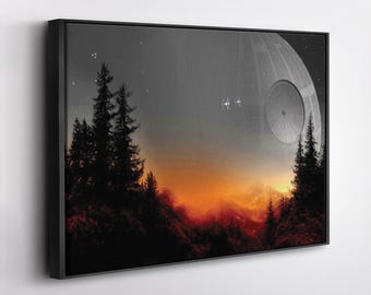 Star Wars Death Star Canvas – Galactic Empire Wall Art, Iconic Space Station Poster, Sci-Fi Movie Decor, Gift for Star Wars Collectors