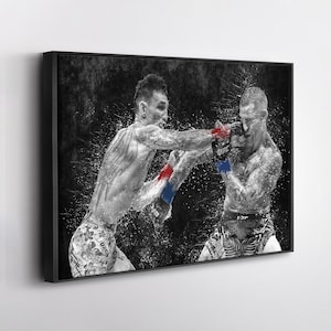 Max Holloway vs Dustin Poirier UFC Grunge Canvas Art MMA Poster Wall Decor Fight Print Gift for UFC Fans