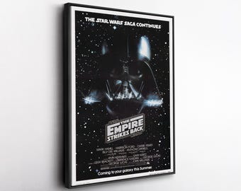 The Empire Strikes Back Canvas – 1980 Star Wars Movie Poster Art, Classic Sci-Fi Wall Decor, Retro Film Print, Gift for Star Wars Fans