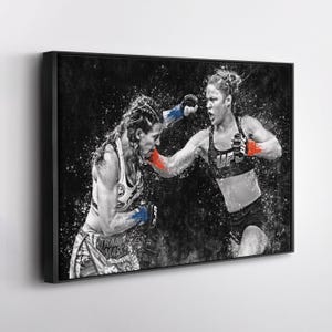 Ronda Rousey vs Miesha Tate UFC Grunge Canvas Art MMA Poster Wall Decor Fight Print Gift for UFC Fans