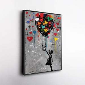 Banksy Balloon Girl Graffiti Wall Art Canvas, Street Art Print, Urban Wall Decor, Banksy Inspired Children Painting