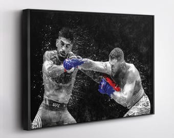 Justin Gaethje vs Ilia Topuria UFC Fight Canvas Wall Art, MMA Artwork Print, Mixed Martial Arts Decor, UFC Fan Gift, Fight Night Poster