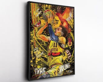 Trae Young Graffiti Canvas – Street Art NBA Poster Print, Atlanta Hawks Wall Decor, Urban Basketball Artwork, Gift for Trae Fans