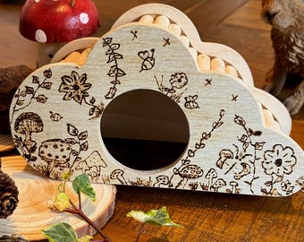 Hamster Hide Mushroom Woodland Design Pyrography Art Safe Wood Hamster House